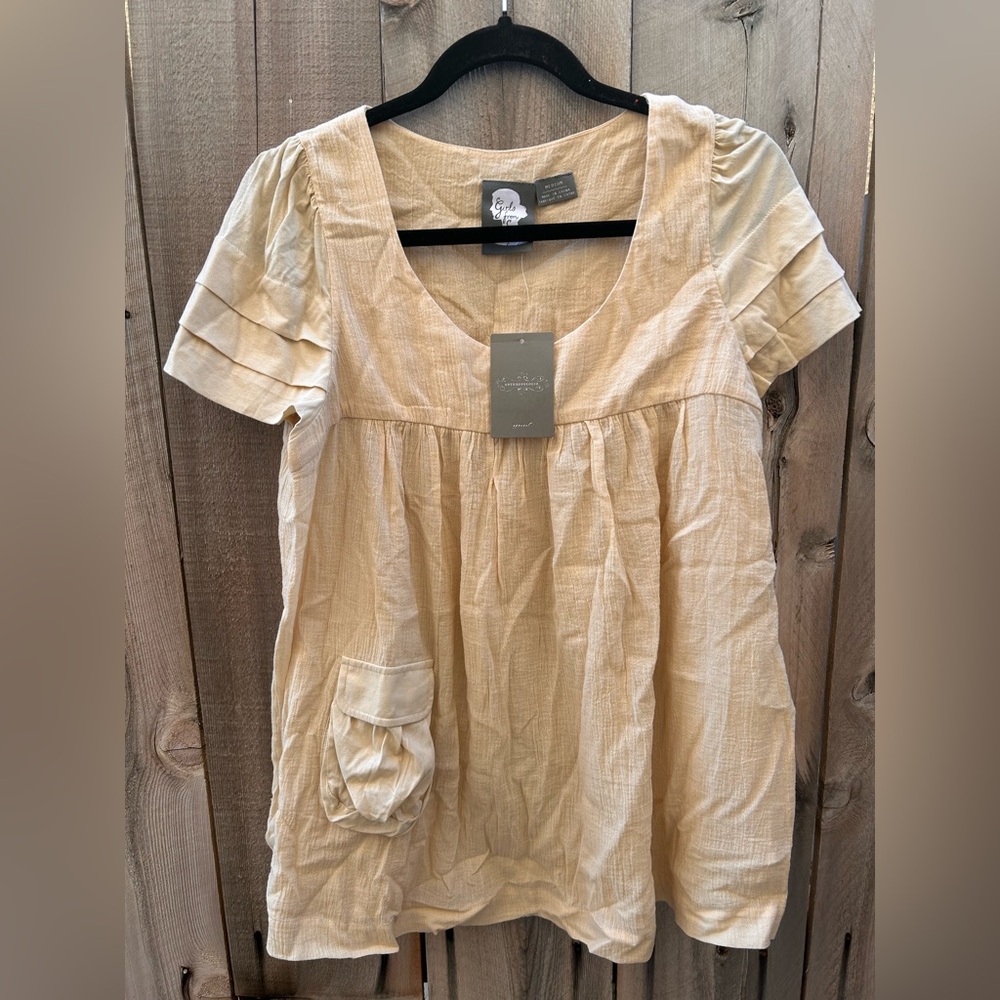 Anthropologie Girls From Savoy 100% cotton tunic top in ivory size medium